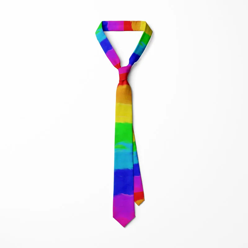Personality Colorful Rainbow Striped Tie Fashion Business Fun Men's Qme style4 CN