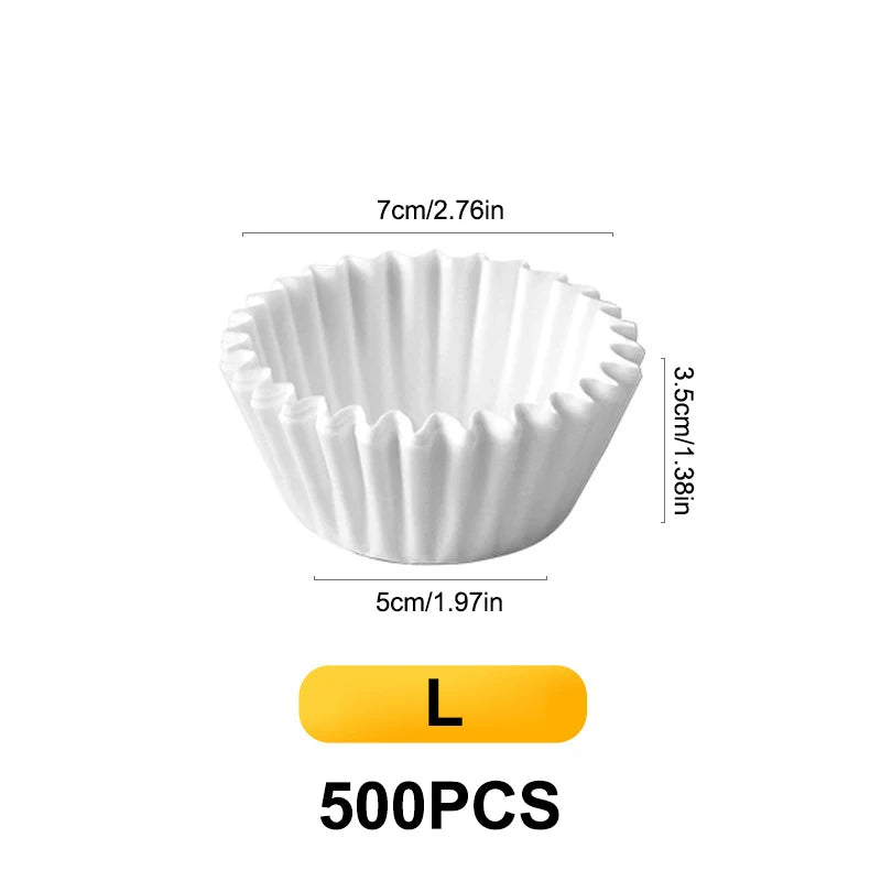 500/1000Pcs Chocalate Paper Liners Baking Muffin Cake Cups Forms Cupcake Cases White Party Tray Mold Greaseproof Wrappers Holder Qme L