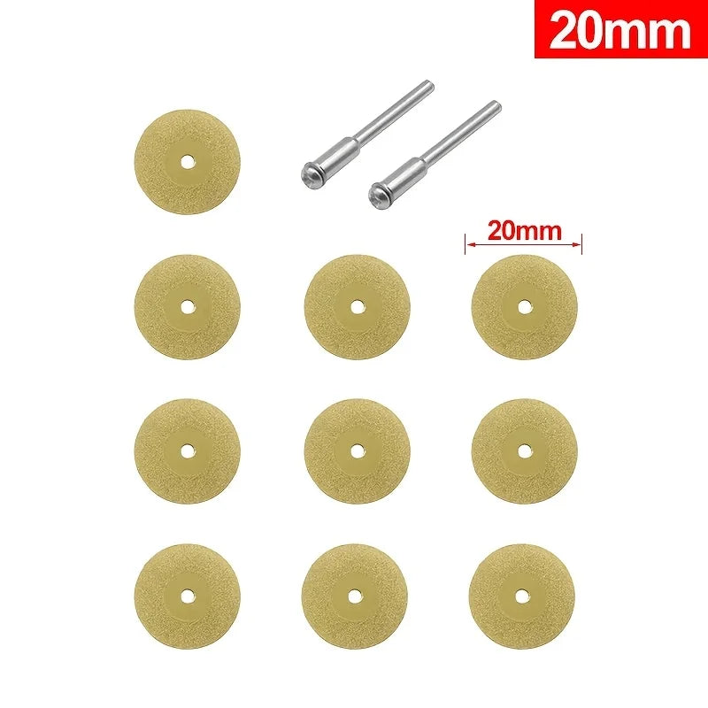 12pcs 1Set 16-22mm Diamond Wheel Saw Circular Cutting Blade Rotary Tool Titanium Coated Diamond Cutting Blade Qme 12pcs 20mm
