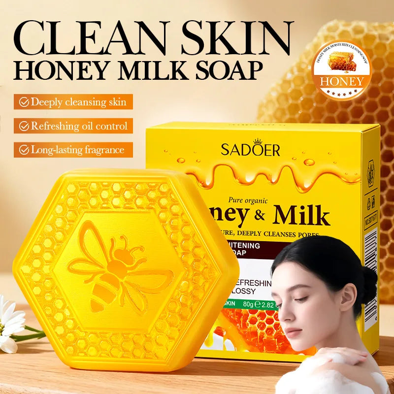 Honey Milk Whitening Moisturizing Deep Cleansing Facial Soap Qme Honey Milk Soap 80g