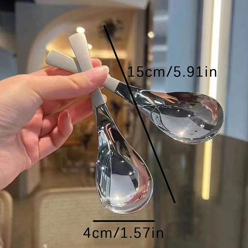 Stainless Steel Soup Spoons Home Kitchen Ladle Capacity Gold Silver Qme