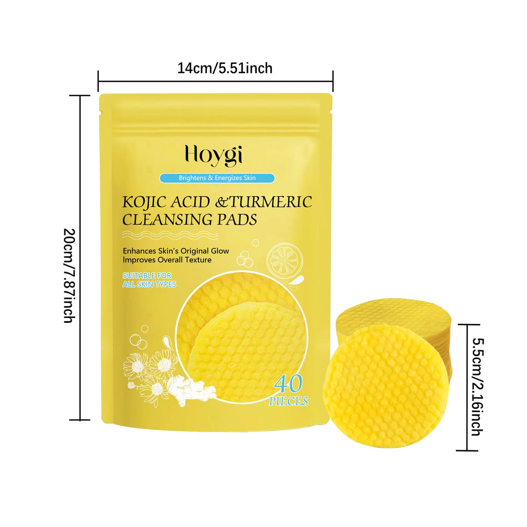 Turmeric Kojic Acid Cleansing Pad Pore Cleanser Makeup Remover Exfoliator Oil Control Brightening Smooth Facial Washing Sponge Qme