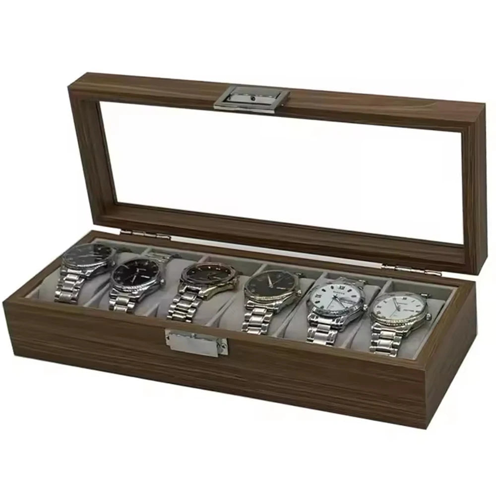 Organizer Box Black Walnut Pattern Wooden 6-Digit Watch Storage Display Box Wooden Watch Packaging Box Qme