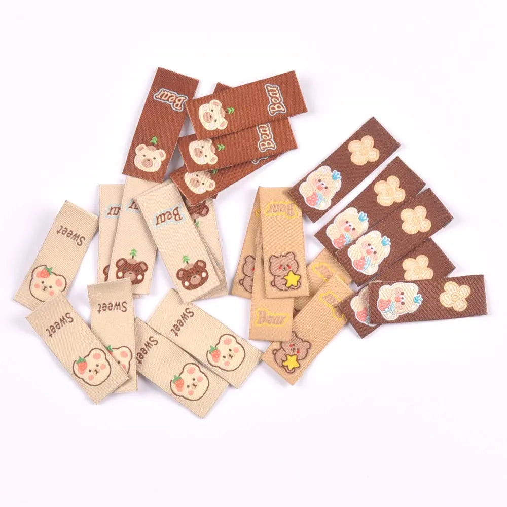 50Pcs Lovely Bear Sweet Labels For Sewing Accessories Kid Garment DIY Crafts Clothes Handmade Supplies Decorative Tags c3576 Qme random mix