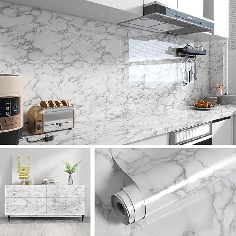 Peel Off Adhesive Tape Wallpaper Sticker 55cm Cooking Bench Kitchen Cabinets Wallpaper Waterproof and Oil Resistant Wall Home Qme