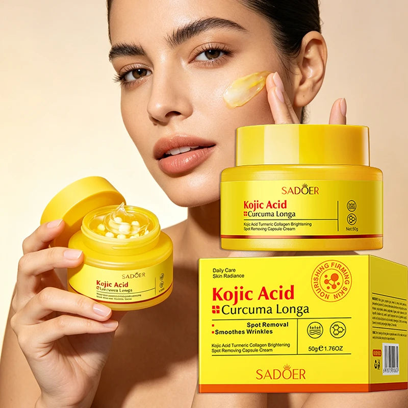 Curcuma Kojic Acid Collagen Capsule Face Cream Deeply Moisturize Qme