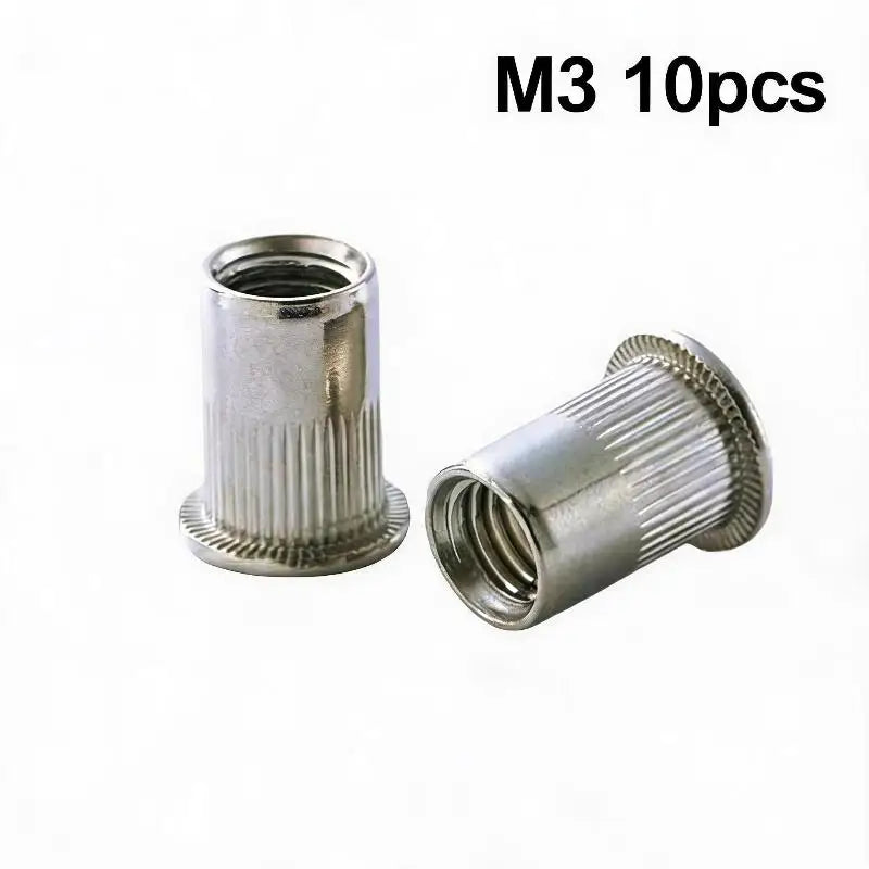 Flat Head Knurled Rivet Nuts Rust Proof 304 Stainless Steel For Car Repair Furniture DIY Use Blind Rivet Nut Insert Tool Qme 10pcs C