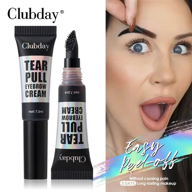 Easy Peel-off Eyebrow Tint Cream Natural Long Lasting Brows Tattoo Waterproof Non-smudging Gel Big Brush Head Liquid Eyebrow Dye Qme