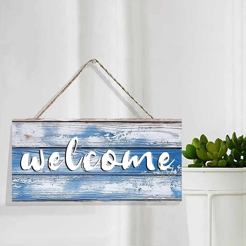 Rustic Welcome Wall Hanging Decor Wood Art Plaques Sign Door Sign for Home Living Room Front Door Decor Qme