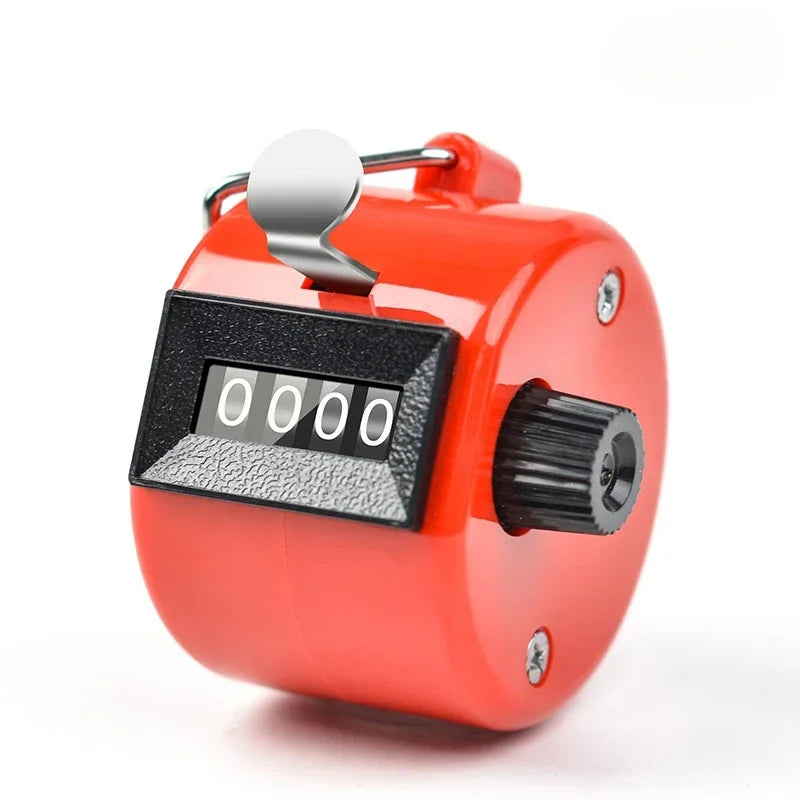 Handheld 4 Digital Tally Counter Mechanical Manual Palm Clicker Number Count Assorted Tally Counter Number Count Qme Red