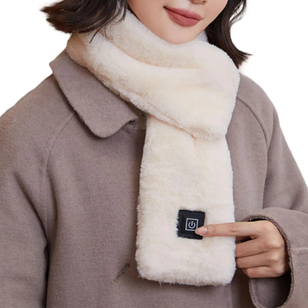 Electric Heated Scarf USB Charging Soft Heating Neck Wrap Winter Electric Scarf with 3 Temperature Settings for Women Qme