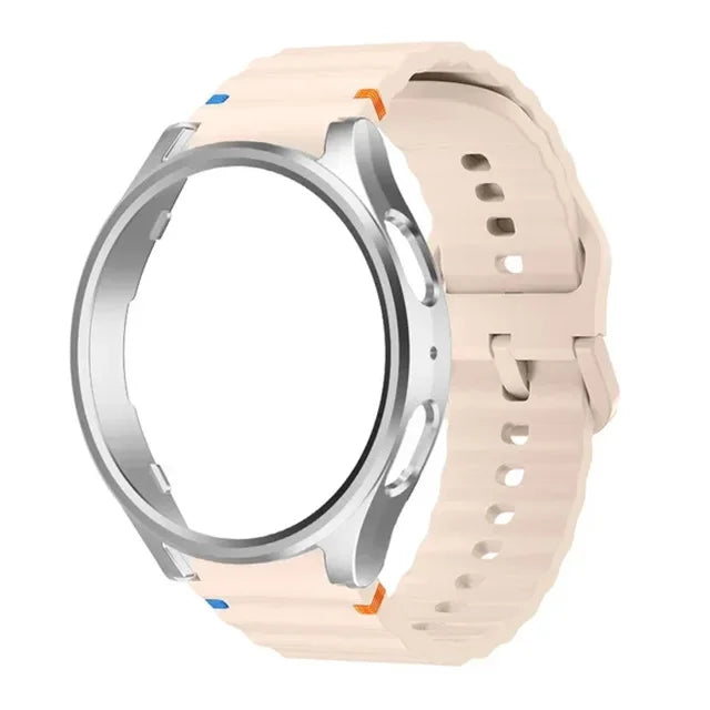 Case+Strap for Samsung Galaxy Watch 7 40mm 44mm Sport Silicone Band Bracelet PC Case Protector Cover Bumper for Galaxy Watch 7 6 Qme PS Galaxy Watch 7 40mm
