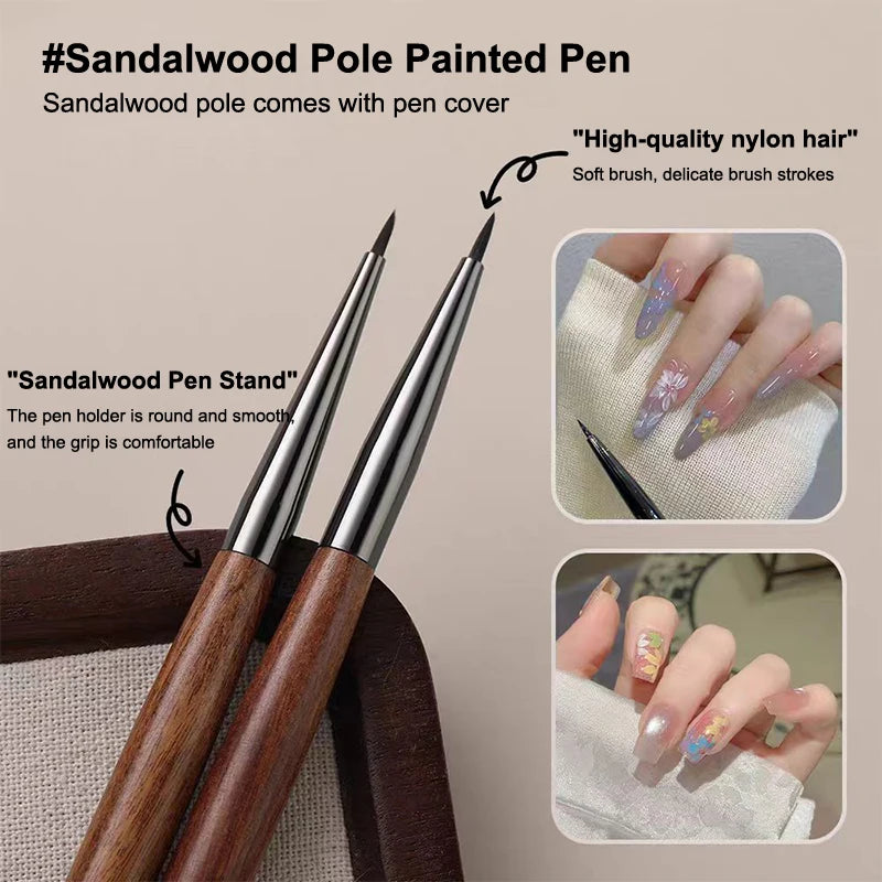 Sandalwood Nail UV Gel Pen Brush Art Liner Flower Painting Drawing Qme