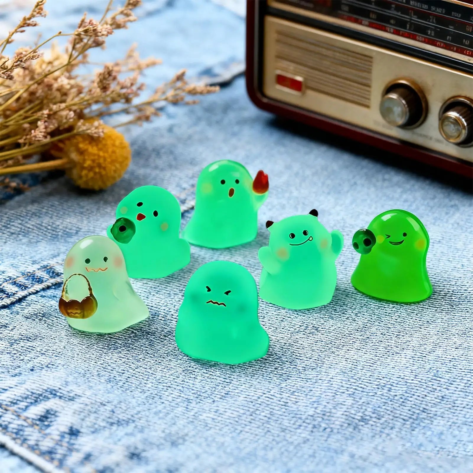 Ghost Figure Halloween Figurines Home Decor 6 Luminous Resin Statue Qme