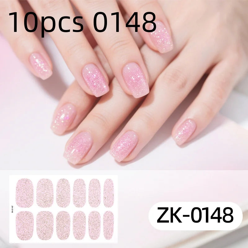 Nail Full Wrap Stickers Glitter Self Adhesive Gel Sticker Women Home
