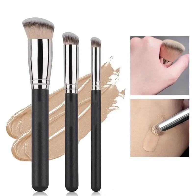 3-piece Foundation Brush Includes Brushes Suitable Liquid Qme