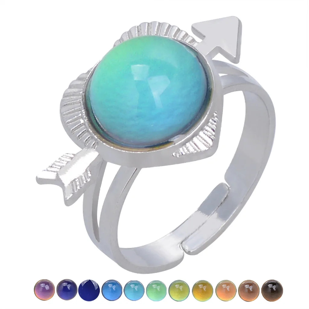 Change Mood Ring Open Retro Gem Emotion Feeling Changeable Ring Temperature Control Gems Color Changing Rings for Women Female Qme