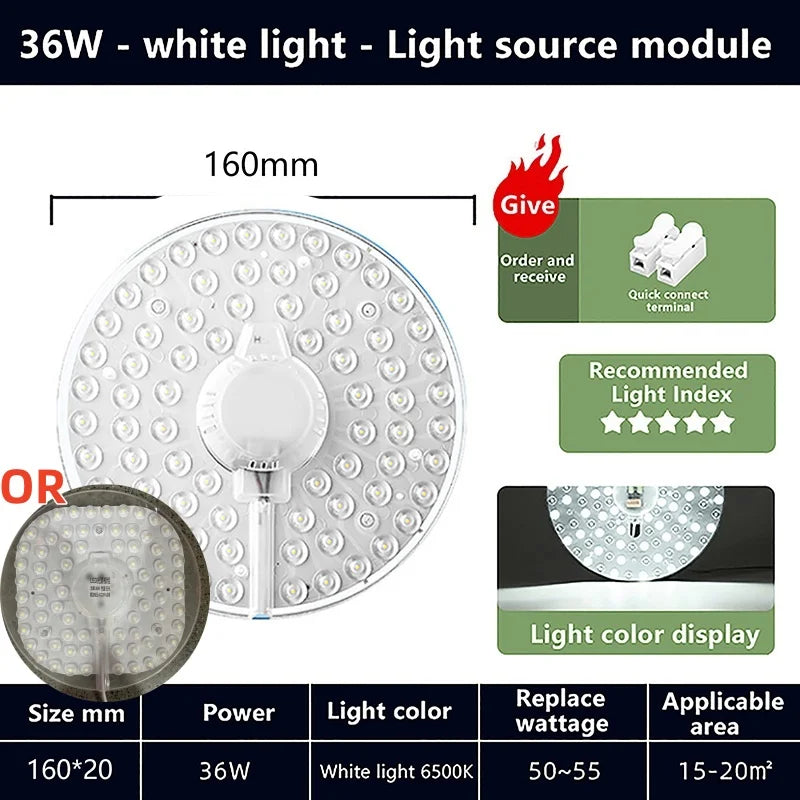 Magnetic Suction LED Panel Circle Ring Light 12W 18W 24W 36W 48W 72W Qme 36W white light