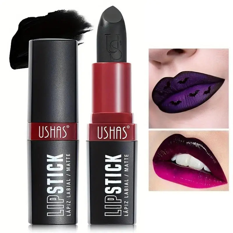 Matte Vampire Black Lipstick Lip Stick Impact Highly Pigmented Velvet Qme