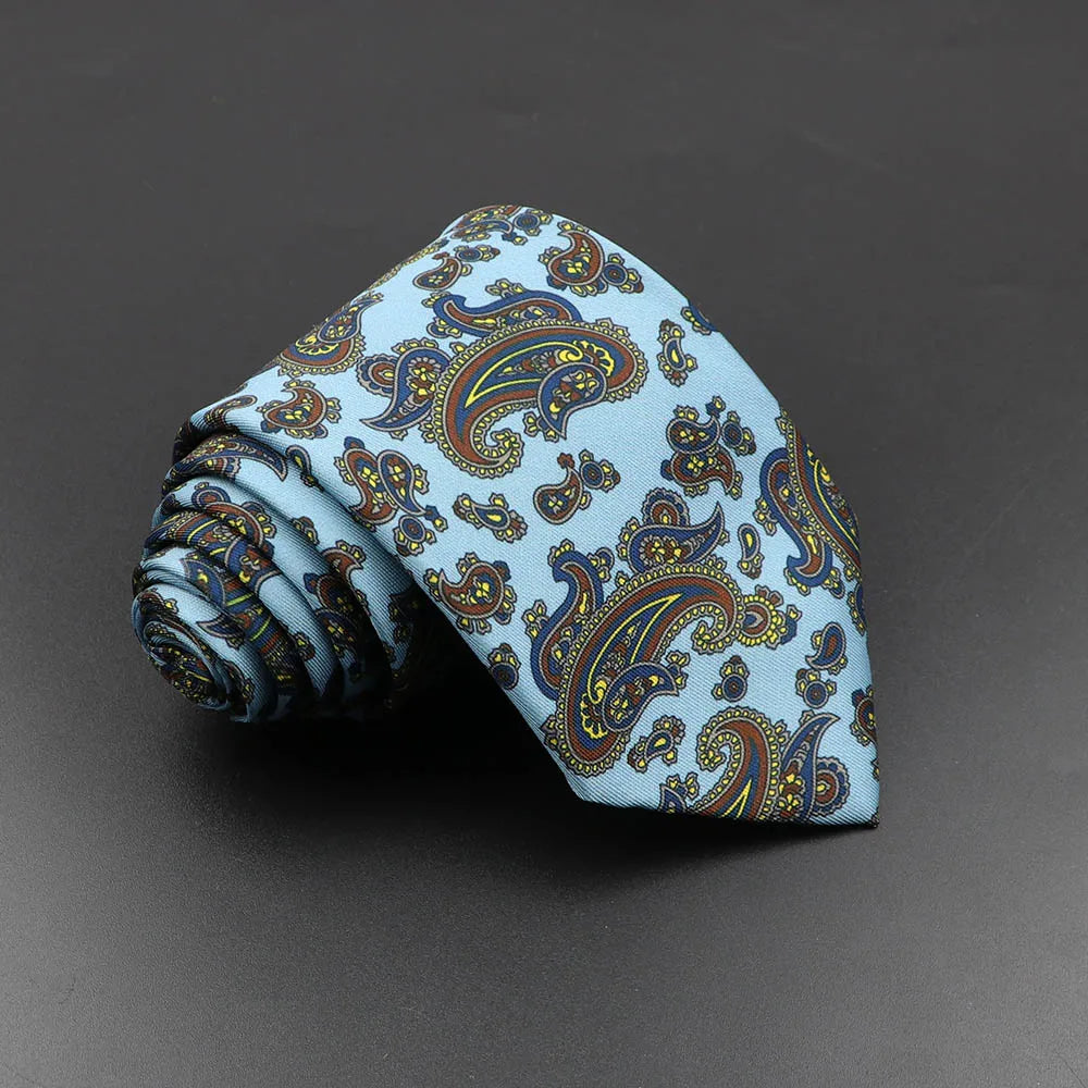 Men's Fashion Silk Tie Soft Novelty Necktie Blue Green Orange Ties Qme