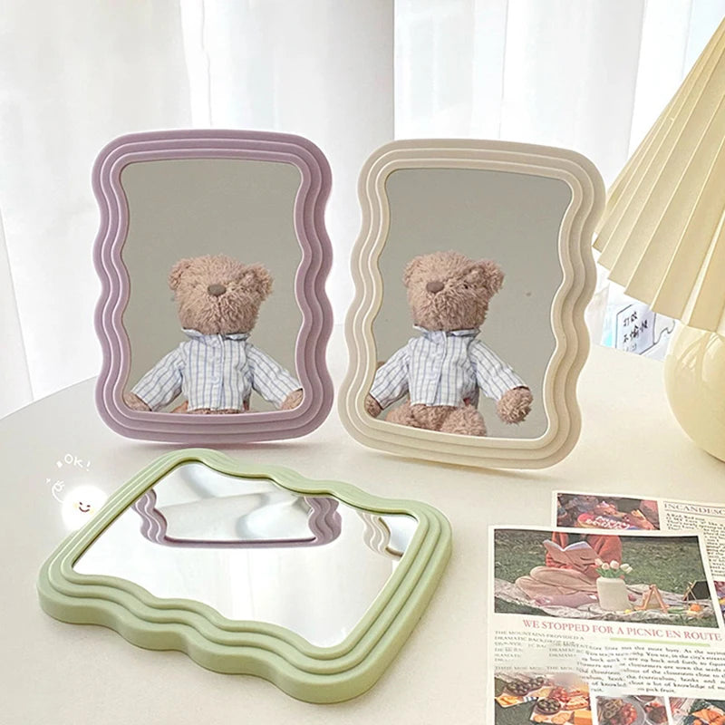 Corrugated Desktop Makeup Mirror Solid Foldable Portable Handheld Qme