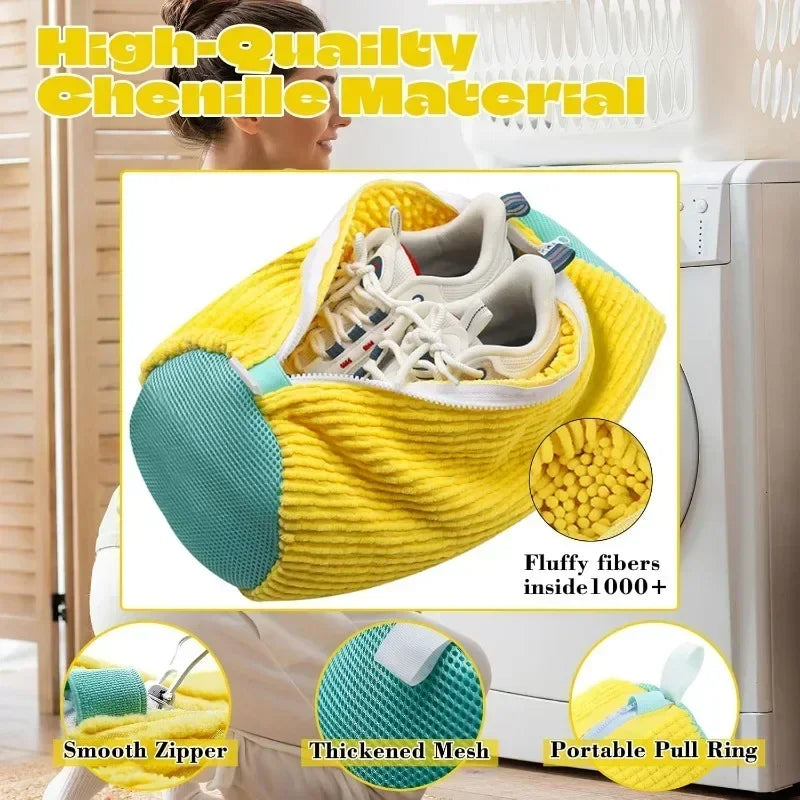 Laundry Bags Shoe Washing Machine Bag-with Zipper Laundry Bag with Rich Fluff Inside, Perfect for Sneakers and Casual Shoes Qme