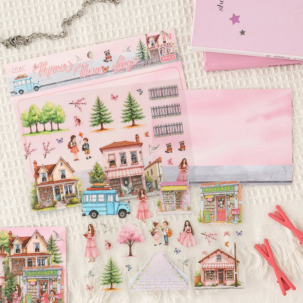 Seaside Home Castle Theme Miniature Stickers for Office Stress Relief, DIY Scrapbooking, Journal, Phone Case, Laptop, Guitar Qme