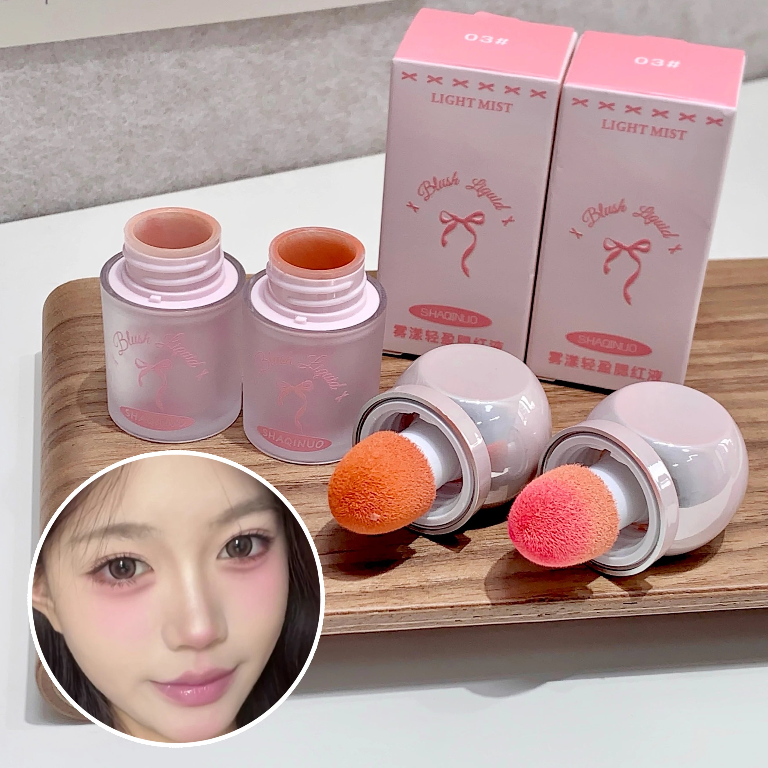 SHAQINUO Light Blush Liquid Moisturizing Mirror Vitality Whitening Qme