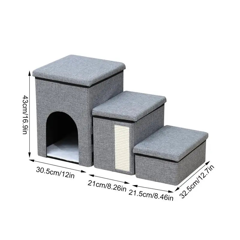 Pet Ladder Storage Box Cat Stairs Foldable Dog Stable Soft Organizer Qme