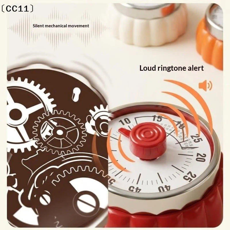 Cute Pumpkin Mechanical Timer No Battery Needed Kids Self-discipline Qme