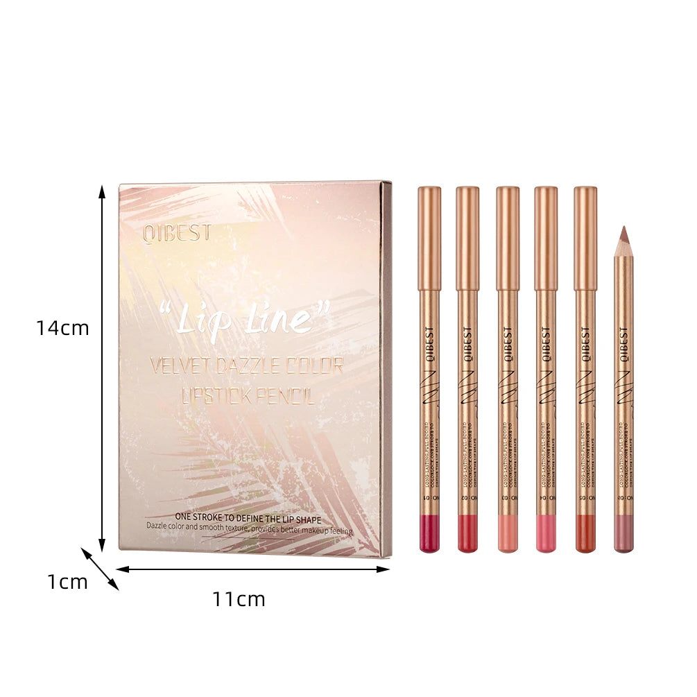 QIBEST Lip Liner Pencil Set 12 Colors Matte Lipstick Pencil Waterproof Non-Stick Lip Tint Long Lasting Lipliner Makeup For Women Qme