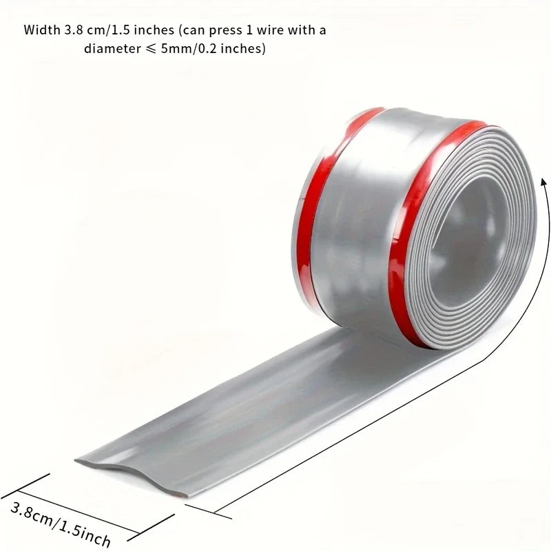 1/3M Floor Cable Protector Self-Adhesive PVC Flexible Cable Protection Strip Prevent Trip Floor Covering Decoration Cable Duct Qme Grey-3.8cm 3m
