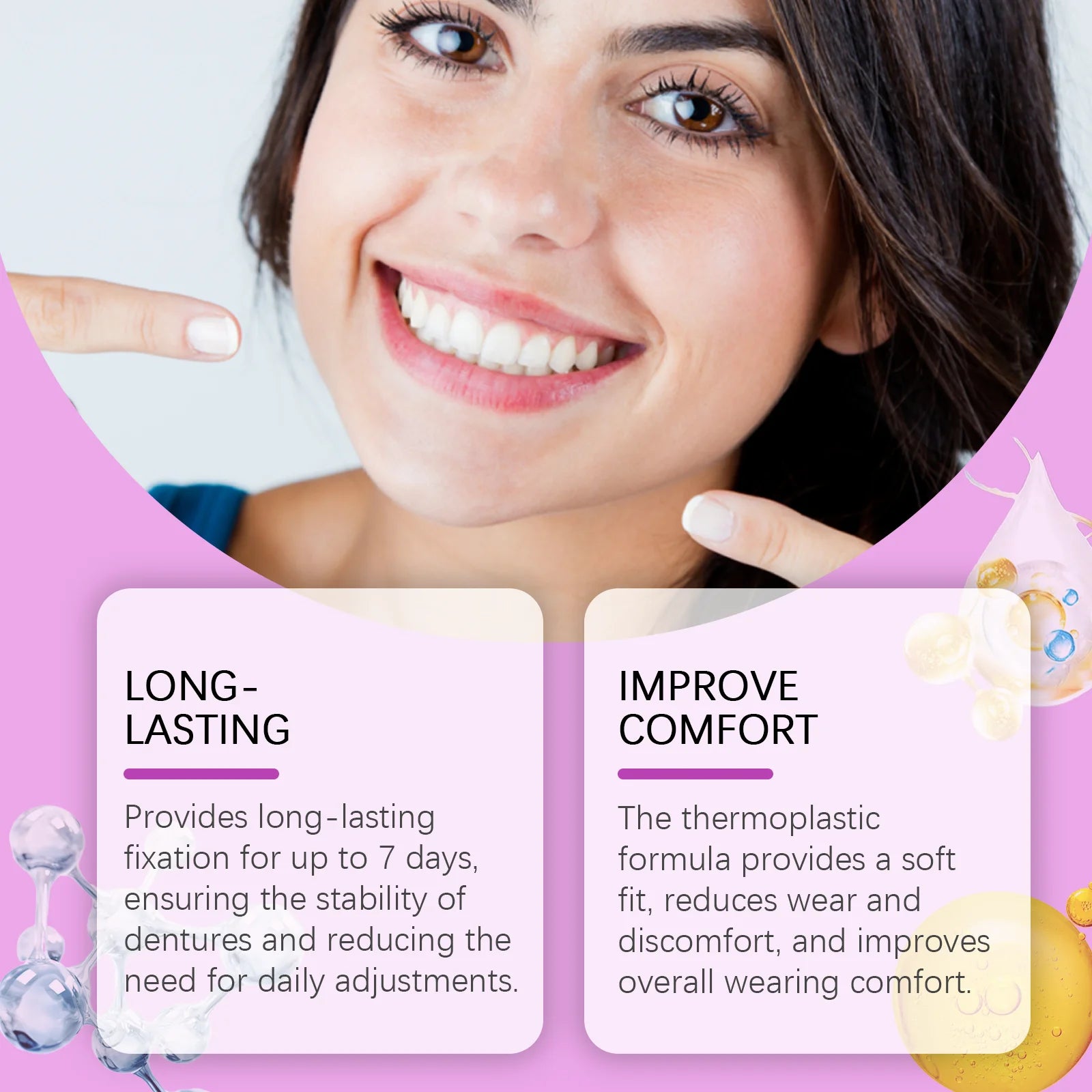 Oralhoe Denture Adhesive Cream Particularly Sturdy False Teeth Glue for Dentures Fixing Prevent Loosen Temporary Dental Adhesive Qme