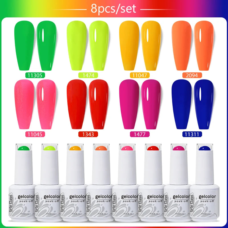 Arte Clavo 4 6 8 Gel Nail Polish Art Soak Off UV Colorful Semi Qme