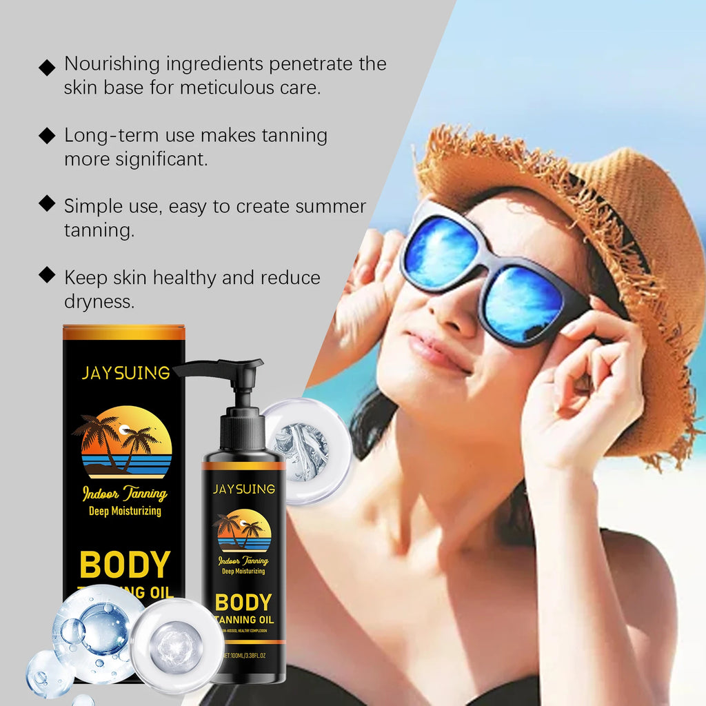 Moisturizing Body Tanning Oil Intensifier Get a Faster Darker Sun Tan Sunless Skin Tanning Oil for Face Body Summer Self Tanner Qme