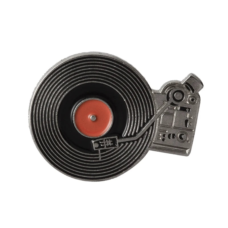 Punk Music Lovers Enamel Pin Good Vibes Tape DJ Vinyl Record Player Badge Brooch Lapel Pins Jeans Shirt Jewelry Gifts Wholesale Qme style 3