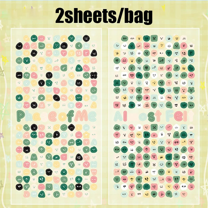 8 Sheets/4 Pack Cute Mini Emotion Emoji Stickers, Nail Stickers for DIY Scrapbooking, Photo Frame Collage Material Decoration Qme A-4