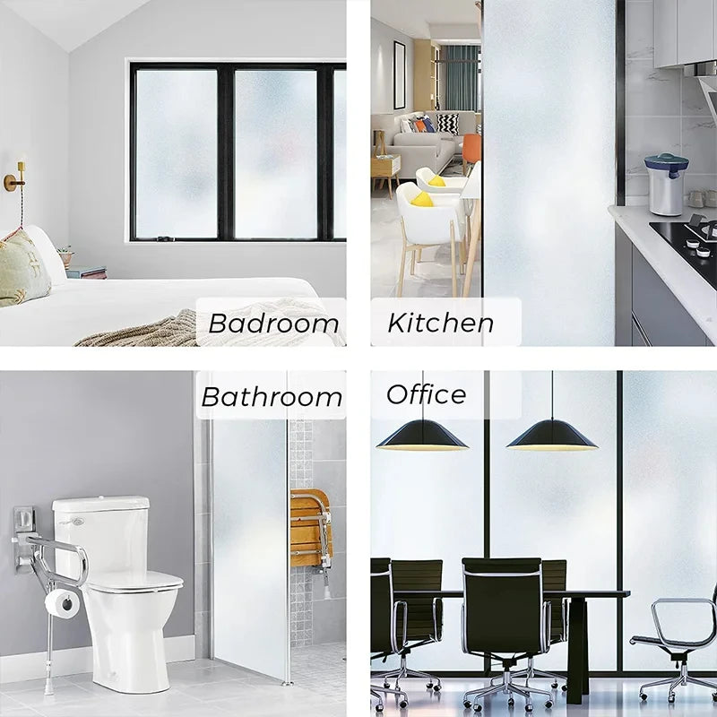 Frosted Static Cling Window Privacy Film No Glue Pure Matte Window Film For Office Bathroom Shower Door Screens Glass Stickers Qme
