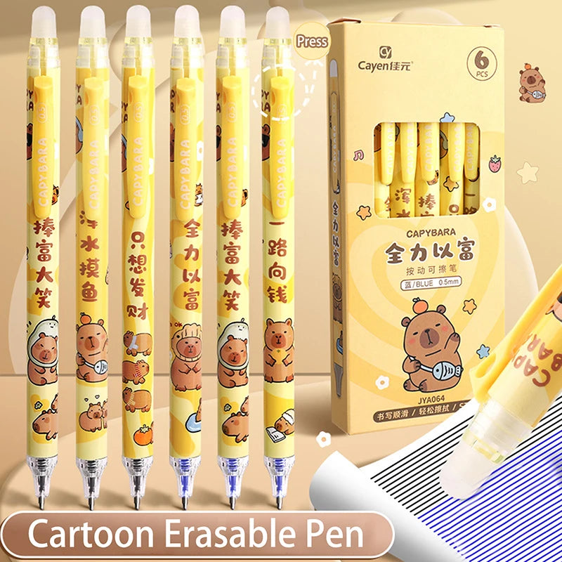 Cute Capybara Panda Gel Pens Erasable Office School Supplies Kawaii Qme