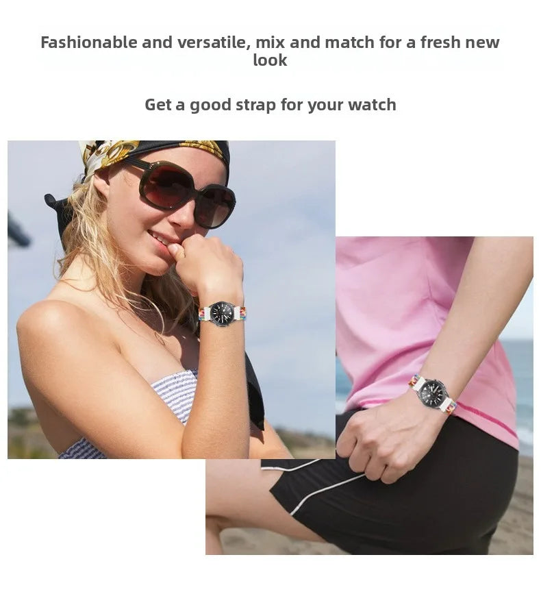 A Applicable Samsung watch567 strap Redmi watch 5 adjustable braided strap Huawei gt6/4/5 strap Qme