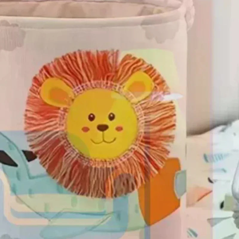 Cute Cartoon Embroidered Storage Baskets Large Capacity Stackable Design For Nursery Organizing Toys Clothes Qme