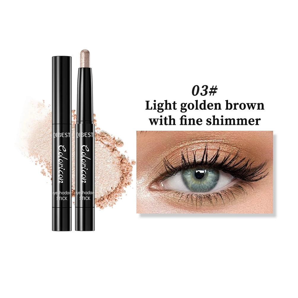 QIBEST Glitter Eyeshadow Pencil Lasting Eye Shadow Eyeliner Makeup Pearly Shimmer Highlighter Charming Eye Cosmetics Shadow Qme 03