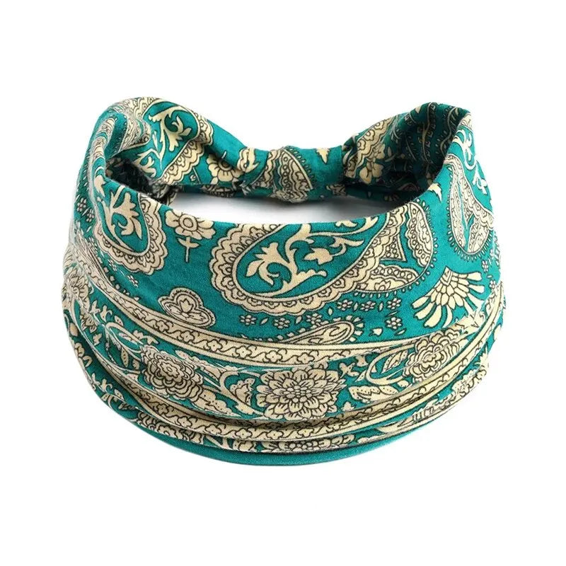 Bohemian Trendy Yoga Motion Hairpie Sweat-Absorbing Sweat Absorption And Elastic Cotton Head Ladies Headwear Hair Accessories Qme Green