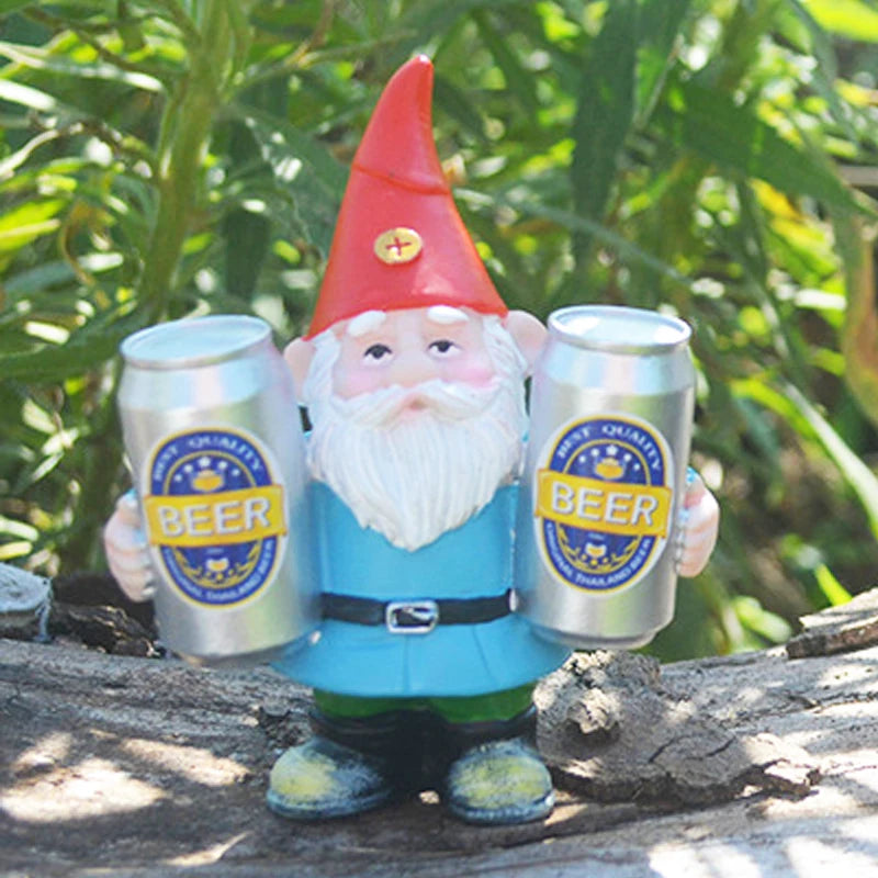 Drunk Gnome Drinking Beer Garden Anime Dwarf Pendant Cosplay Midget Holding Wine Decoration Funny Home Ornament Prop Xmas Gift Qme