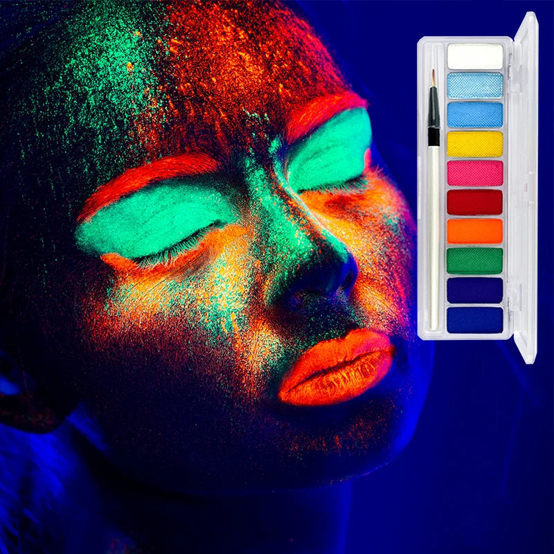 10-Color Fluorescent Body Paint Glow Dark Non-toxic Oily Formulation Qme