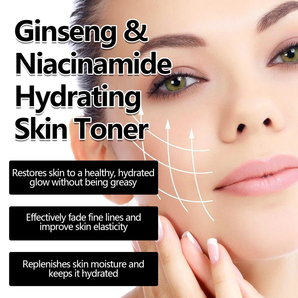 120ml Ginseng Facial Toner Shrink Pore Moisturizing Oil Control Nicotinamide Smoothing Whitening Facial Skin Care Toner Water Qme
