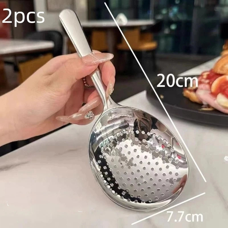 Stainless Steel Ladles For Serving Soup Rice Serving Spoon Drain Hole Heat Insulated Handle Kitchen Utensils For Daily Use Qme 3
