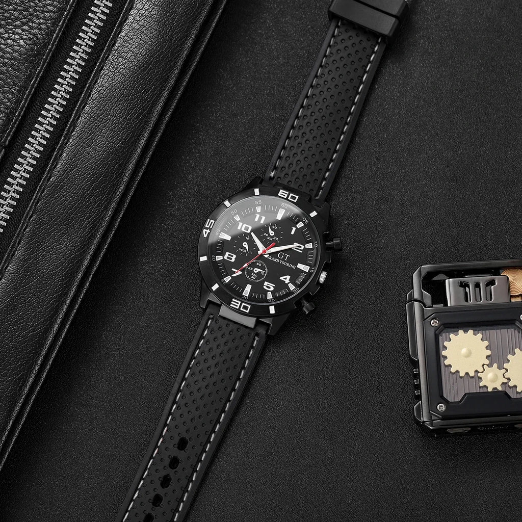 6 Pçs/set Homens Relógios Moda Banda de Silicone Mens Relógios Esportivos Reloj Hombre (Sem Caixa) Qme
