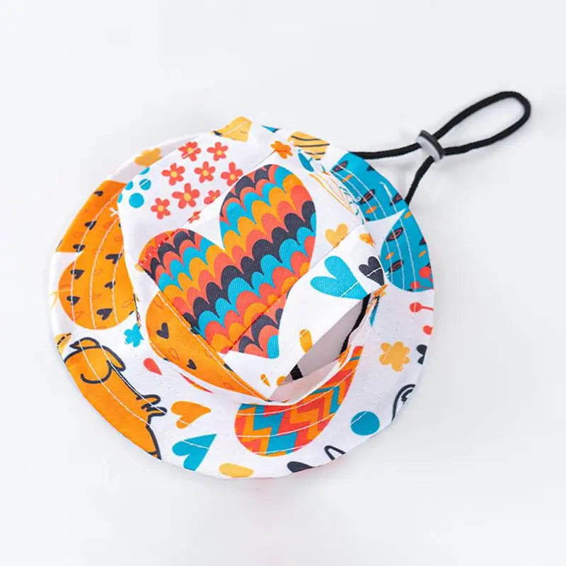 Summer Pet Cat Sun Hat Ear Holes Cute Kitten Fisherman Cap UV Qme E M