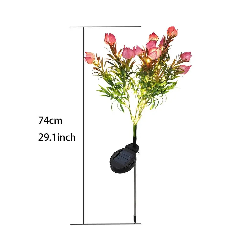 Solar Flowers Realistic Gardenia Decorative Garden Lights Powered Qme pink warm light China Mainland